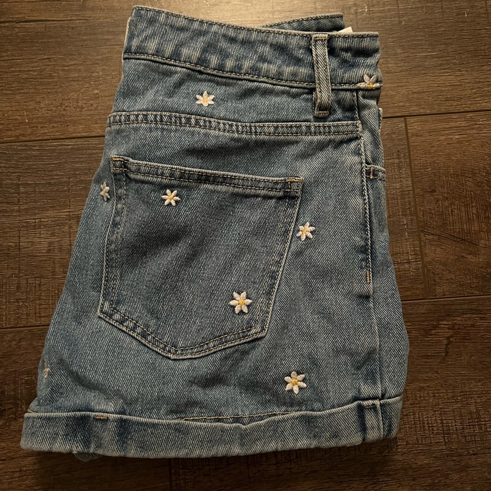 PacSun Raining Daisy Denim Mom Shorts